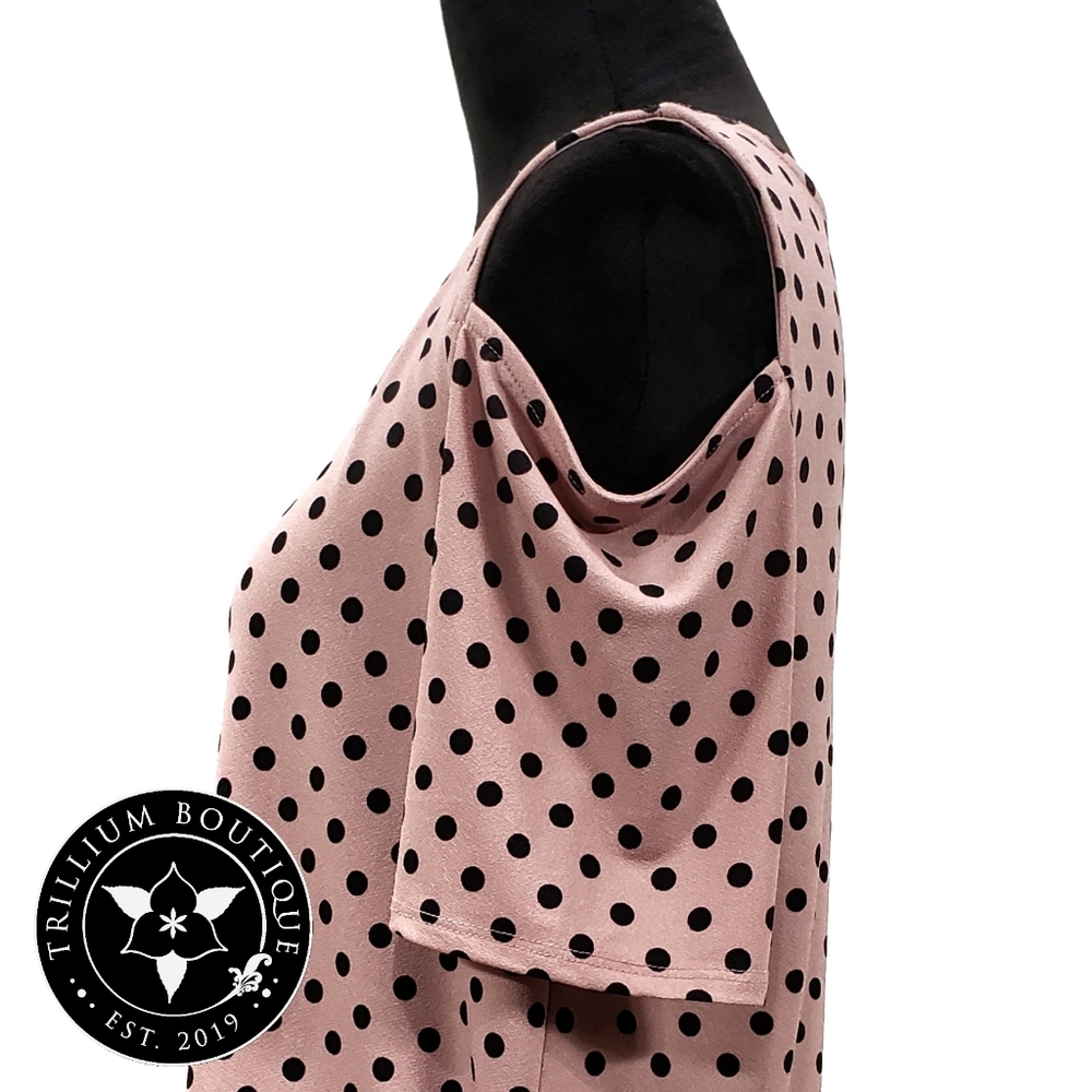 Adrianna Papell Cold-Shoulder Polka Dot Top Medium - Picture 5 of 7
